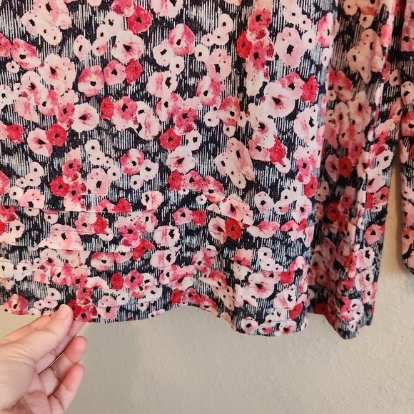 J. Jill Pink & Black Floral Longsleeve Blouse Size‎ Small - Picture 11 of 13